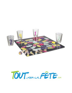 Jeu de l'oie à boire ( 1 plateau de jeu - 1 dé - 4 verres - 4 pions )