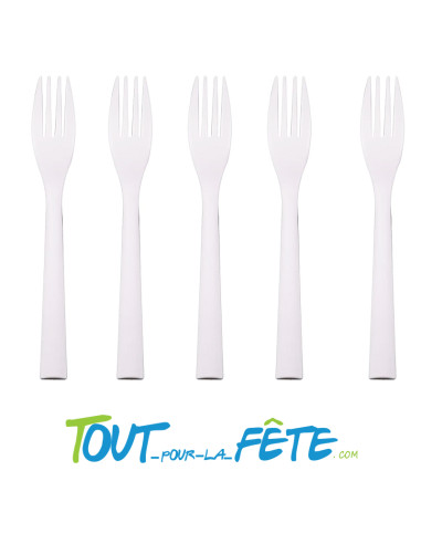 Lot de 10 fourchettes blanches incassables en polypro ultra résistantes