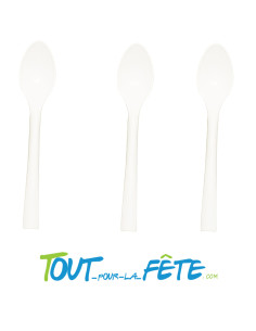Lot de 10 petites cuillères blanches incassables en polypro ultra résistantes 2