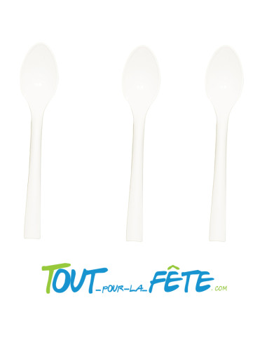 Lot de 10 petites cuillères blanches incassables en polypro ultra résistantes