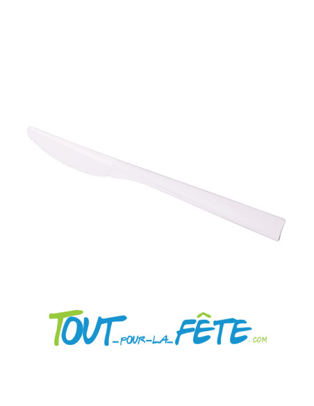 Lot de 10 couteaux blancs incassables en polypro ultra résistants