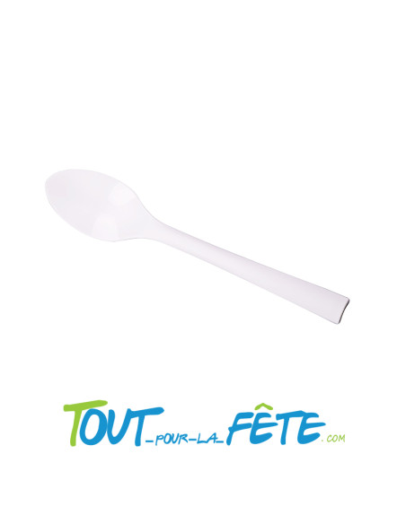 Lot de 10 grandes cuillères blanches incassables en polypro ultra résistantes