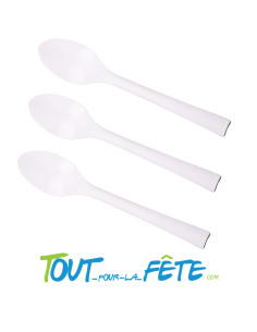 Lot de 10 grandes cuillères blanches incassables en polypro ultra résistantes 2