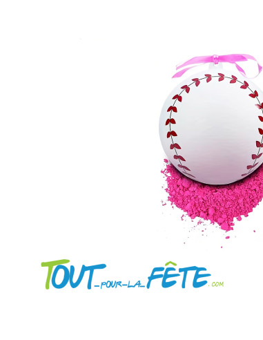 Balle de base-ball pour reveal gender de couleur rose taille 7cm ( fille ou garcon ? )
