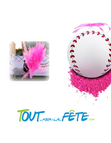 Balle de base-ball pour reveal gender de couleur rose taille 7cm ( fille ou garcon ? )