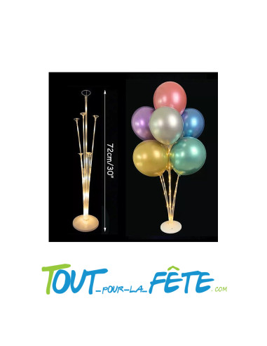 Support acrylique pour 7 ballons 30 cm avec led lumière blanc chaud / or