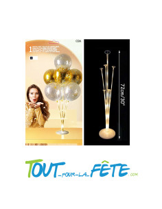 Support acrylique pour 7 ballons 30 cm avec led lumière blanc chaud / or 2