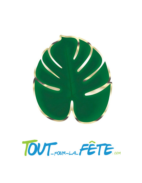 Lot de 16 serviettes en papier feuille tropicale vert et or 30x33 cm