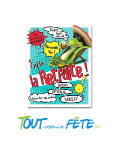 Carte " enfin la retraite ! " géante fiesta 34x44 cm multicolore