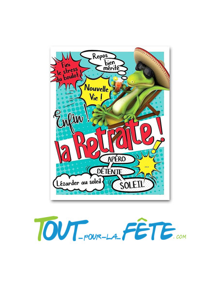 Carte " enfin la retraite ! " géante fiesta 34x44 cm multicolore