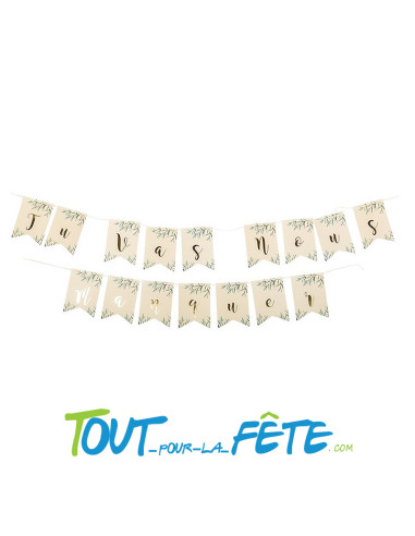 Guirlande de fanions avec ruban "tu vas nous manquer" 2.55 mètres de longueur