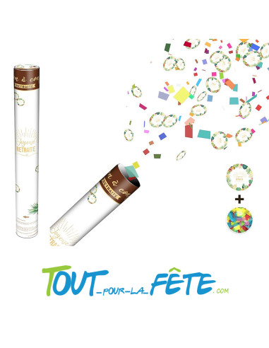 Canon a confettis 40cm "Joyeuse retraite" confettis multicolores