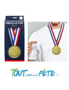 Médaille d'or officielle de la retraite avec collier tricolore ( cadeau retraite ) 2