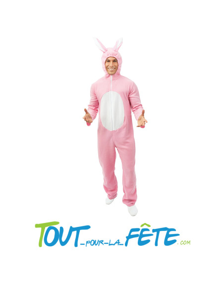Déguisement de lapin rose taille adulte combinaison avec capuche