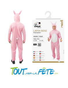 Déguisement de lapin rose taille adulte combinaison avec... 2