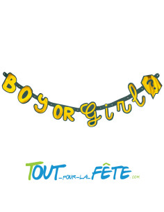 Guirlande lettres Boy or Girl ? vert foret et or 130 cm gender reveal