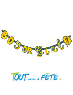 Guirlande lettres Boy or Girl ? vert foret et or 130 cm gender reveal 2