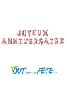 Guirlande ballon métallique Joyeux anniversaire rose gold...