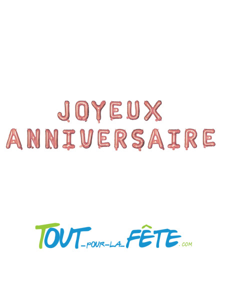 Guirlande ballon métallique Joyeux anniversaire rose gold 4.5 m 39 cm