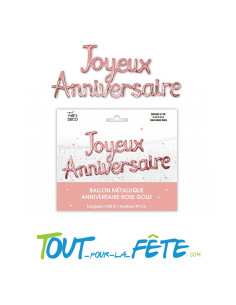 Guirlande ballon métallique Joyeux anniversaire rose gold... 2