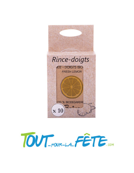 Sachet de 10 rince doigts au parfum frais de citron ( serviette pré-humidifiée)