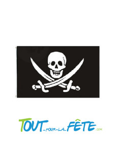Drapeau de pirate avec tête de mort et épées noir et blanc 90x150 cm 2