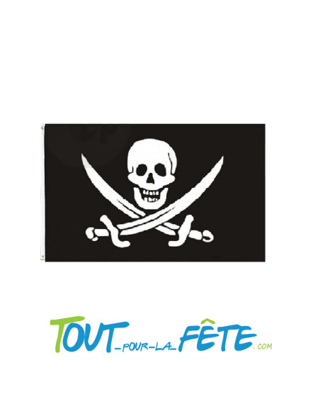Drapeau de pirate avec tête de mort et épées noir et blanc 90x150 cm