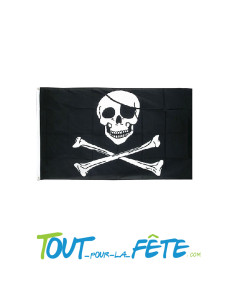 Drapeau de pirate avec tête de mort et épées noir et blanc 90x150 cm