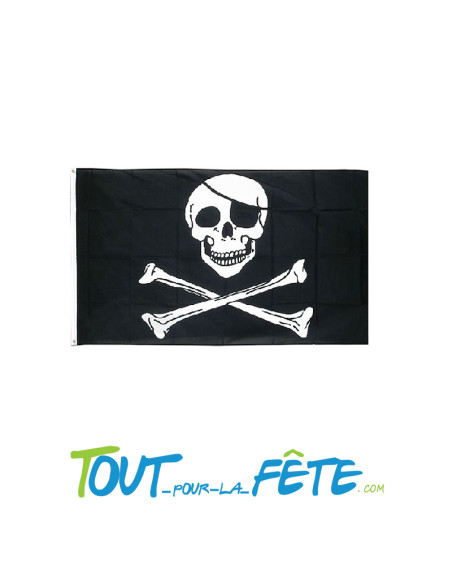 Drapeau de pirate avec tête de mort et épées noir et blanc 90x150 cm