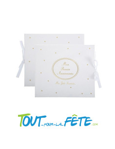 Livre d'or " mon premier anniversaire " blanc à pois dorés 22cm x 19cm