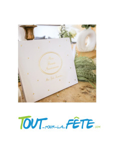 Livre d'or " mon premier anniversaire " blanc à pois dorés 22cm x 19cm 2
