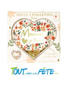 Boule à paillettes coeur "Maman je t'aime" Personnalisable avec photo 2