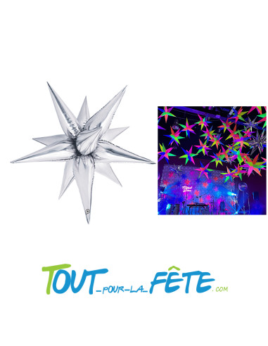 Ballon en aluminium étoile argent 3D 66 cm gonflage à l'air uniquement