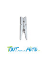 Lot de 24 mini pinces 2,5cm en bois métallisées couleur argent