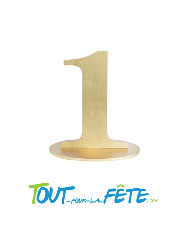 Marque table chiffres or en bois 14 x 9.5 x 17 cm