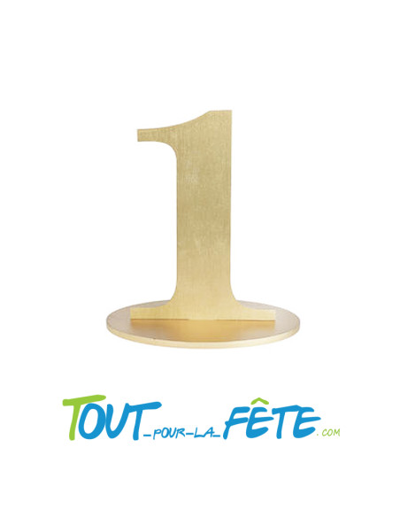 Marque table chiffres or en bois 14 x 9.5 x 17 cm