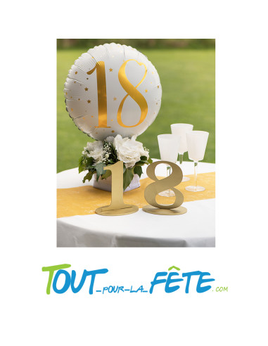 Marque table chiffres or en bois 14 x 9.5 x 17 cm