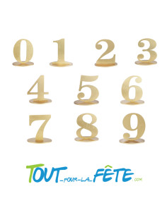 Marque table chiffres or en bois 14 x 9.5 x 17 cm