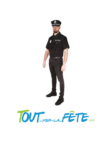 Déguisement de policier homme taille adulte L/XL (chemise et casquette)