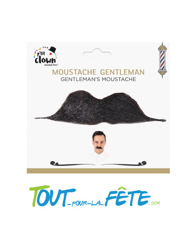 Moustache Gentleman noire auto adhésive taille unique ( accessoire de déguisement )
