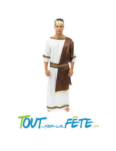 Costume d'homme grec taille adulte toge, ceinture, couronne