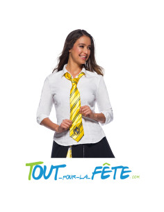 Cravate Harry Potter© Poufsouffle en tissu satin rayé jaune et noir