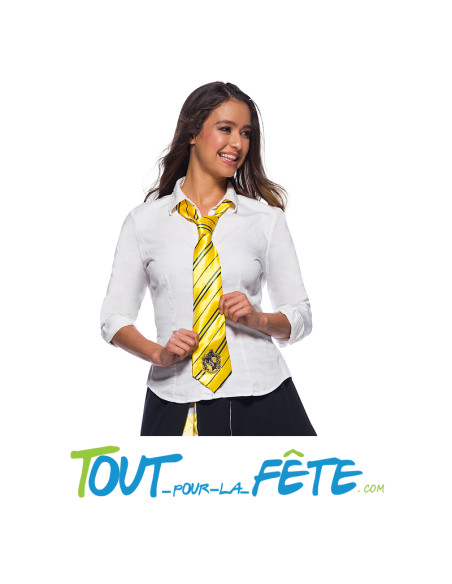 Cravate Harry Potter© Poufsouffle en tissu satin rayé jaune et noir