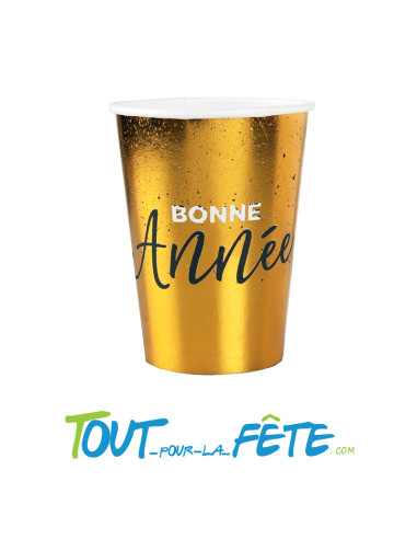 Lot de 10 gobelets bonne année or brillant 27 cl
