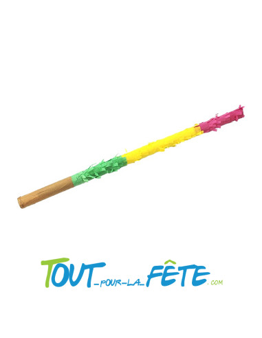 Bâton pour éclater les pinata multicolore 60 cm jaune, vert, rouge, rose