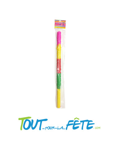 Bâton pour éclater les pinata multicolore 60 cm jaune, vert, rouge, rose