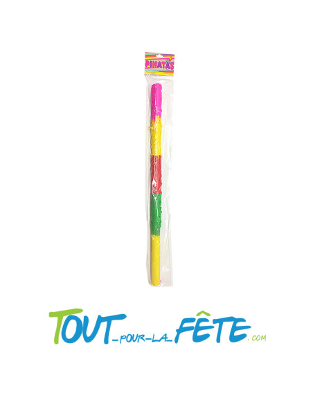 Bâton pour éclater les pinata multicolore 60 cm jaune, vert, rouge, rose