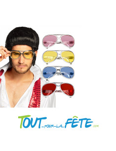 Lunettes Rock'n Roll Elvis adulte ( rose - or - bleu - rouge )