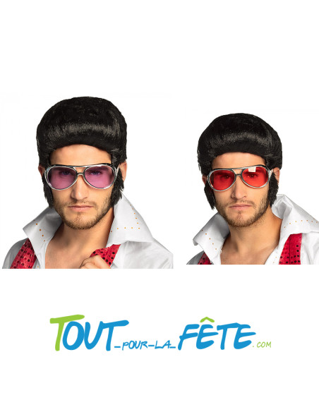 Lunettes Rock'n Roll Elvis adulte ( rose - or - bleu - rouge )