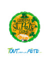 Ballon rond en aluminium Saint Patrick "Happy st.pat's day ! vert et or